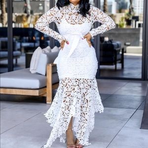White lace dress from boutique fashion label